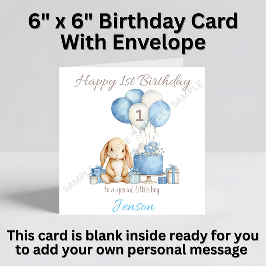 Adorable Rabbit Personalised Birthday Card