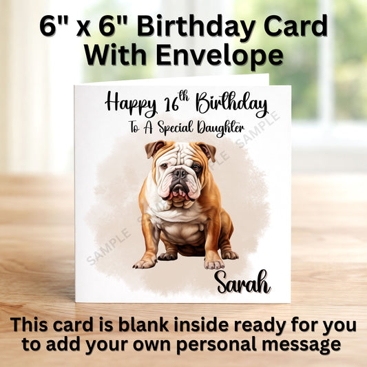 English Bulldog Personalised Birthday Card