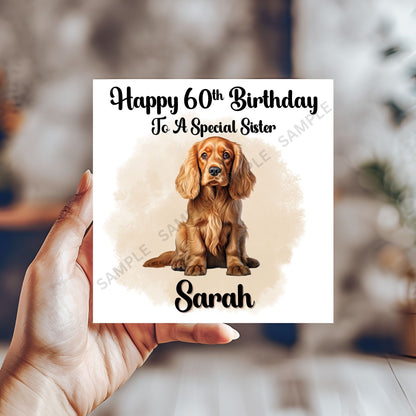 Cocker Spaniel Dog Personalised Birthday Card
