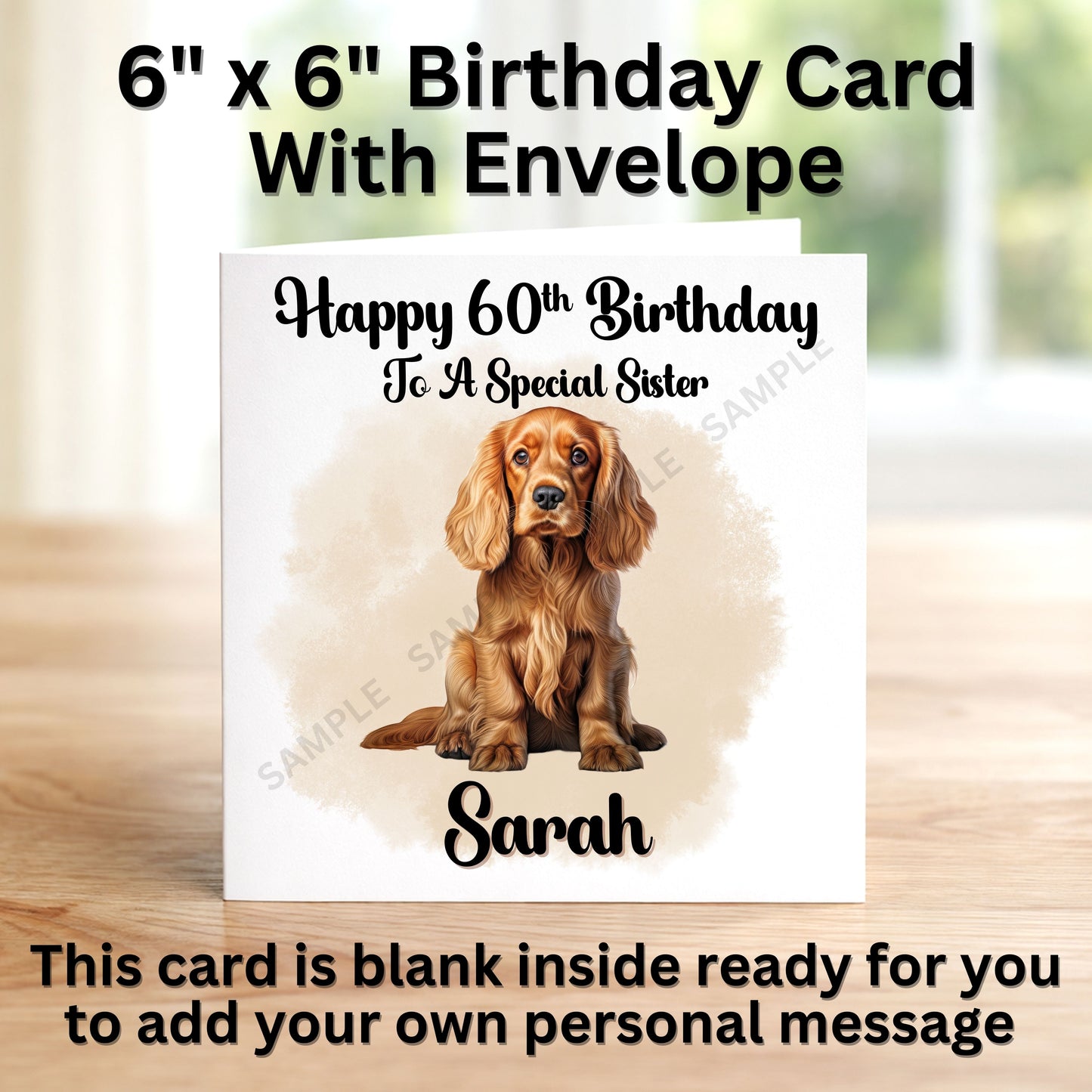 Cocker Spaniel Dog Personalised Birthday Card