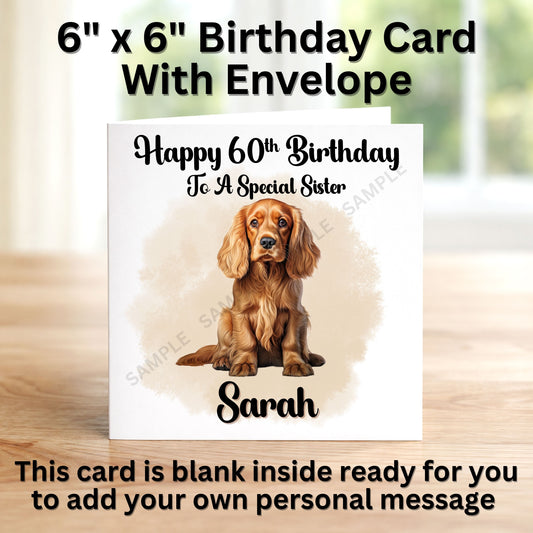 Cocker Spaniel Dog Personalised Birthday Card