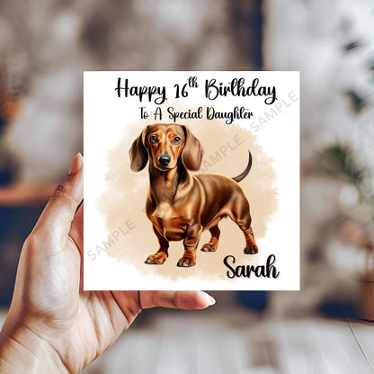 Dachshund Dog Personalised Birthday Card