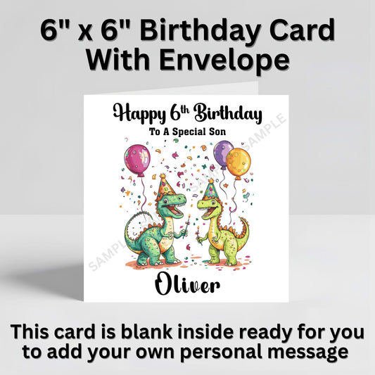Cute Dinosaur Illustration Personalised Birthday Card