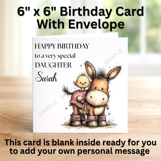 Adorable Donkey Personalised Birthday Card