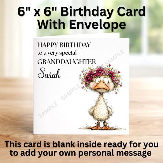 Cute Duck Illustration Personalised Birthday Card