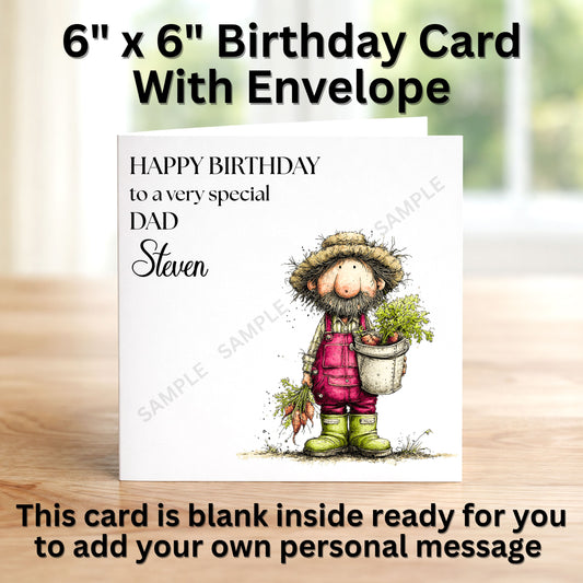 Male Gardener Personalised Birthday Card