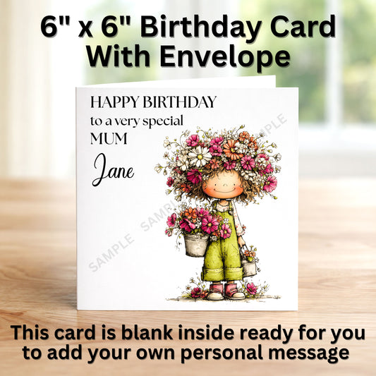 Female Gardener Personalised Birthday Card