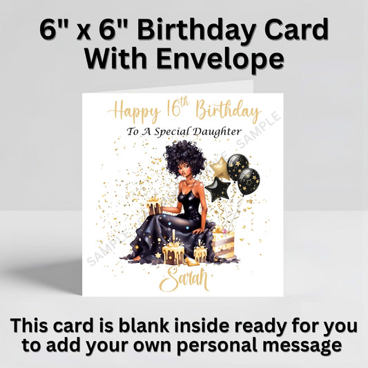 Party Girl With Balloons Personalised Birthday Card