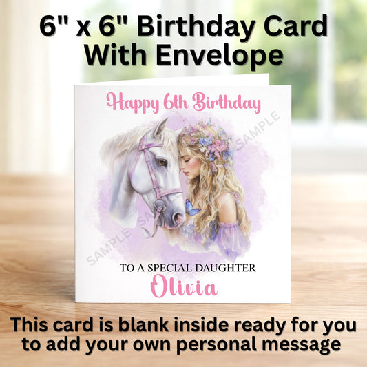 Horse And Girl Personalised Birthday Card