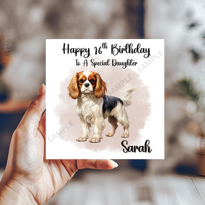 King Charles Spaniel Dog Personalised Birthday Card