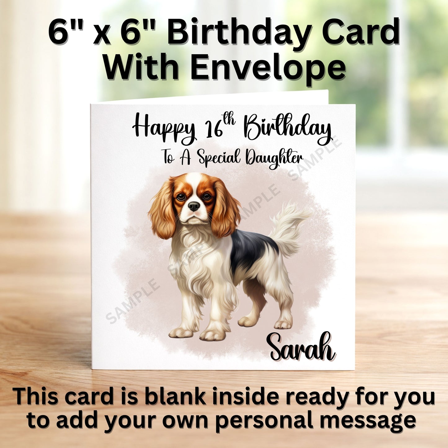 King Charles Spaniel Dog Personalised Birthday Card