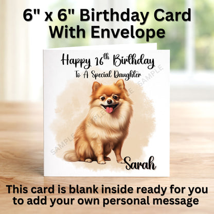 Pomeranian Dog Personalised Birthday Card