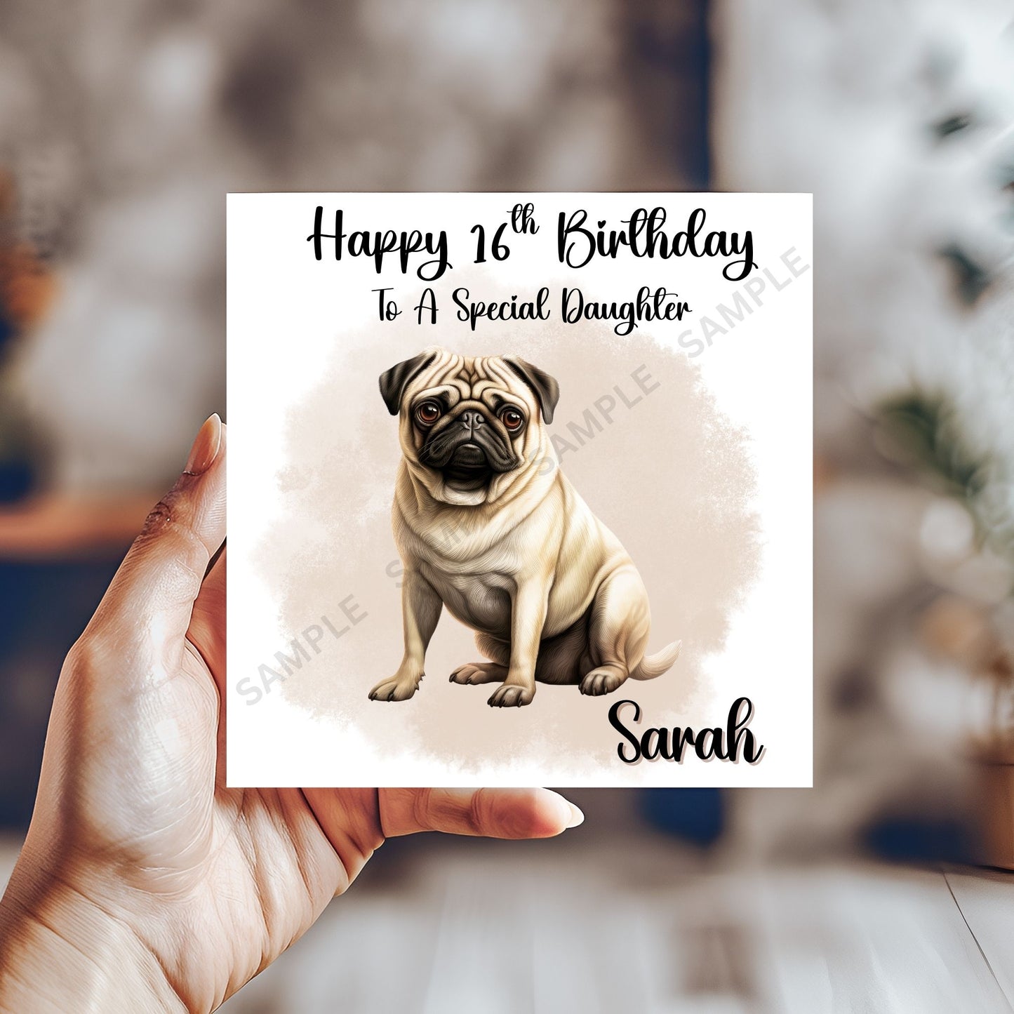 Pug Dog Personalised Birthday Card