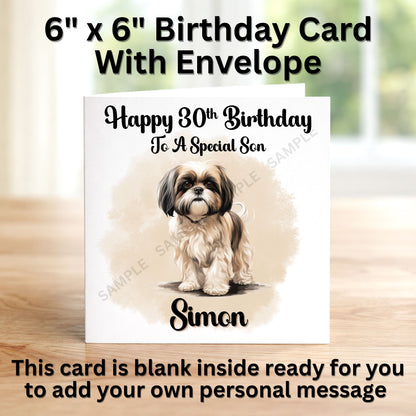 Shih Tzu Dog Personalised Birthday Card