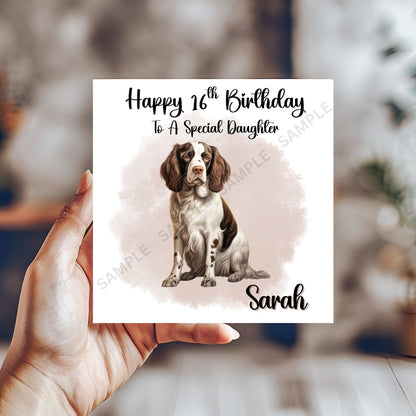 Springer Spaniel Dog Personalised Birthday Card