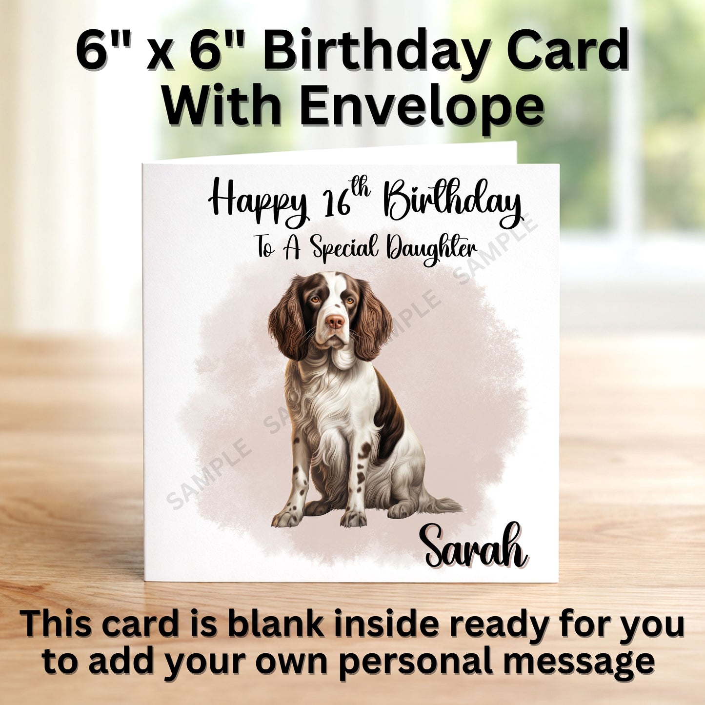 Springer Spaniel Dog Personalised Birthday Card