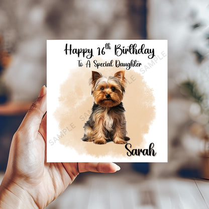 Yorkshire Terrier Dog Personalised Birthday Card