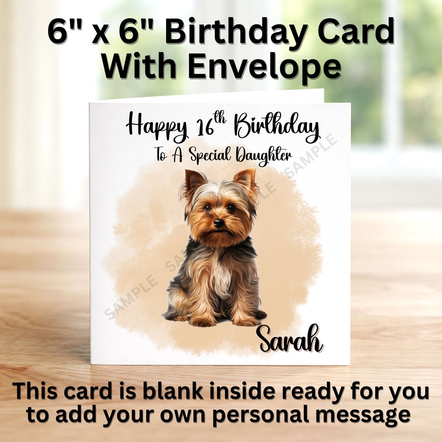 Yorkshire Terrier Dog Personalised Birthday Card