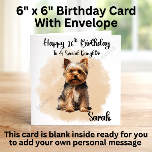 Yorkshire Terrier Dog Personalised Birthday Card