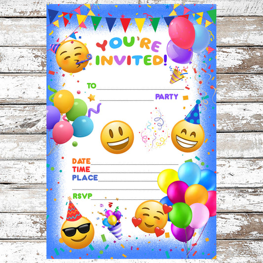 10 Emoji Birthday Party Invitations With Envelopes