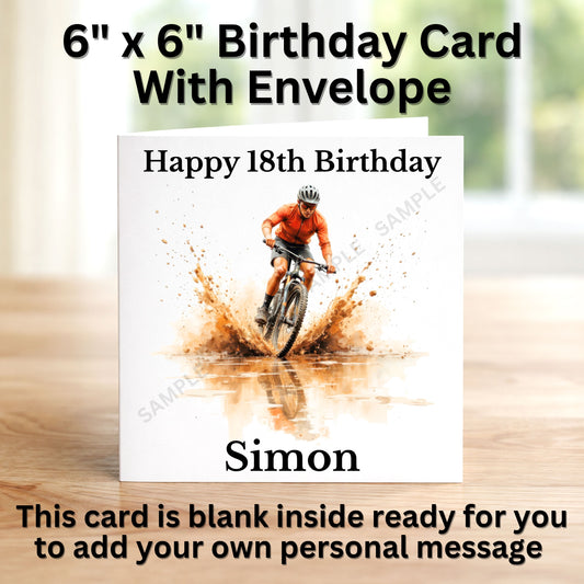 Mountain Bike Personalised Birthday Card #1