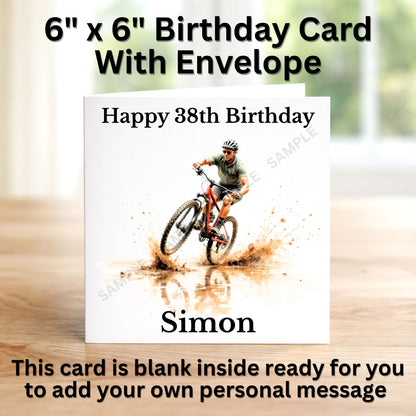 Mountain Bike Personalised Birthday Card #2