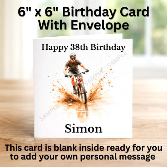 Mountain Bike Personalised Birthday Card #3