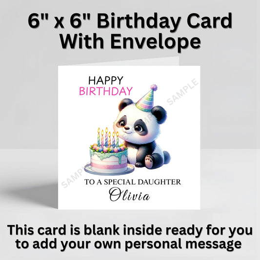 Adorable Panda Personalised Birthday Card