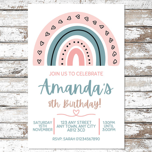 10 Personalised Rainbow Invitations With Envelopes
