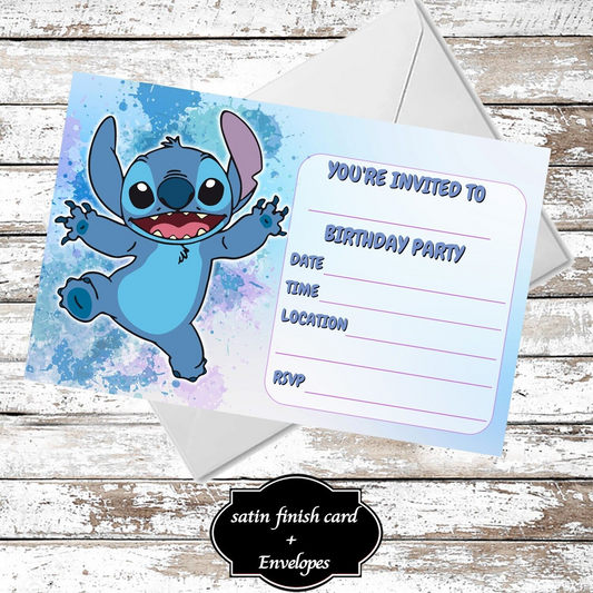 10 Stitch Cute Birthday Party Invitations With Envelopes