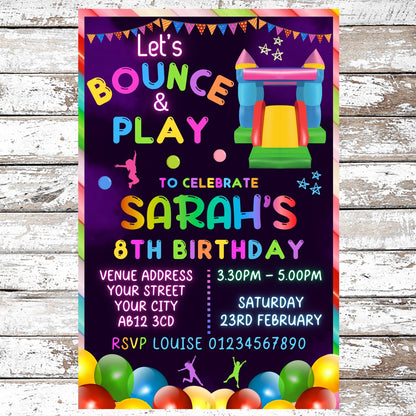 10 Personalised Bouncy Castle Party Invitations With Envelopes