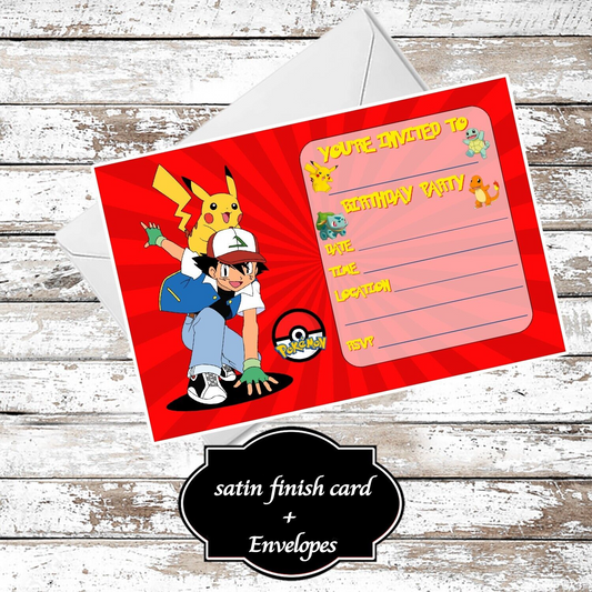 10 Pokemon Birthday Party Invitations With Envelopes