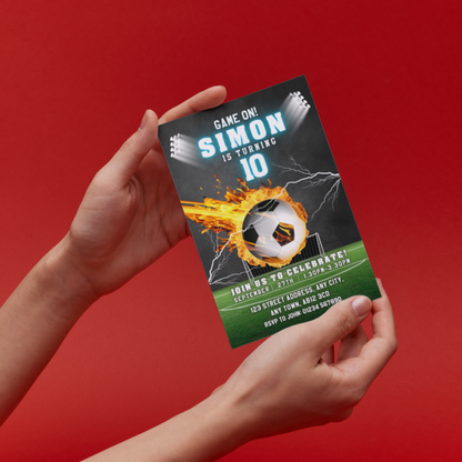 10 Personalised Football Party Invitations With Envelopes