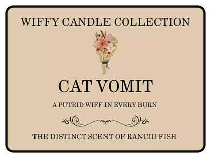 Cat Vomit Funny Candle Label Pack Of 2 (Candle Not Supplied)