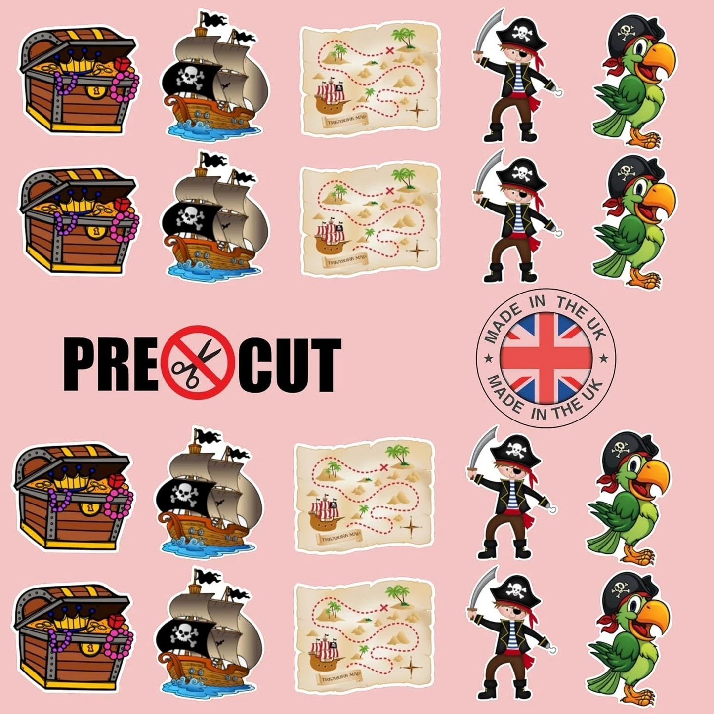 Pirate Pre-Cut Edible Wafer Cupcake Toppers Pack Of 22