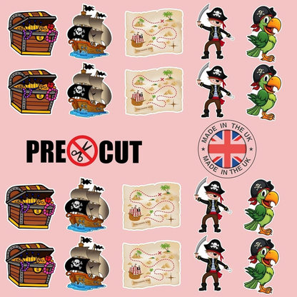 Pirate Pre-Cut Edible Wafer Cupcake Toppers Pack Of 22