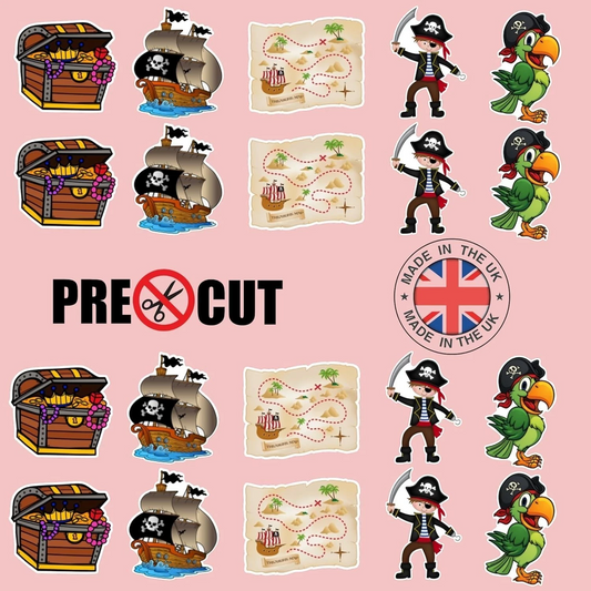 Pirate Pre-Cut Edible Wafer Cupcake Toppers Pack Of 22