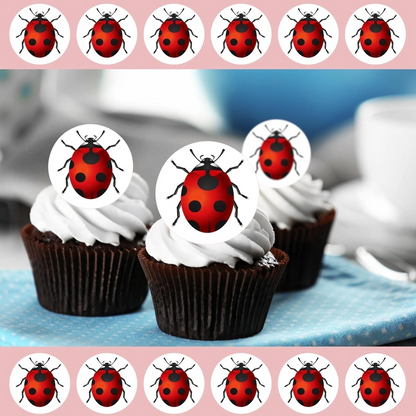Ladybird Pre-Cut Edible Wafer Cupcake Toppers Pack Of 22