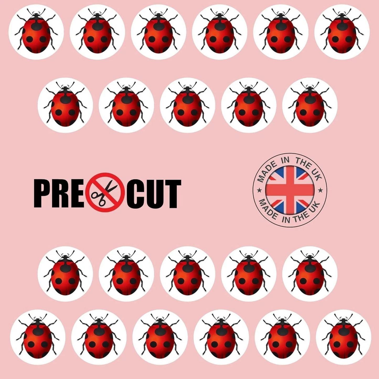 Ladybird Pre-Cut Edible Wafer Cupcake Toppers Pack Of 22