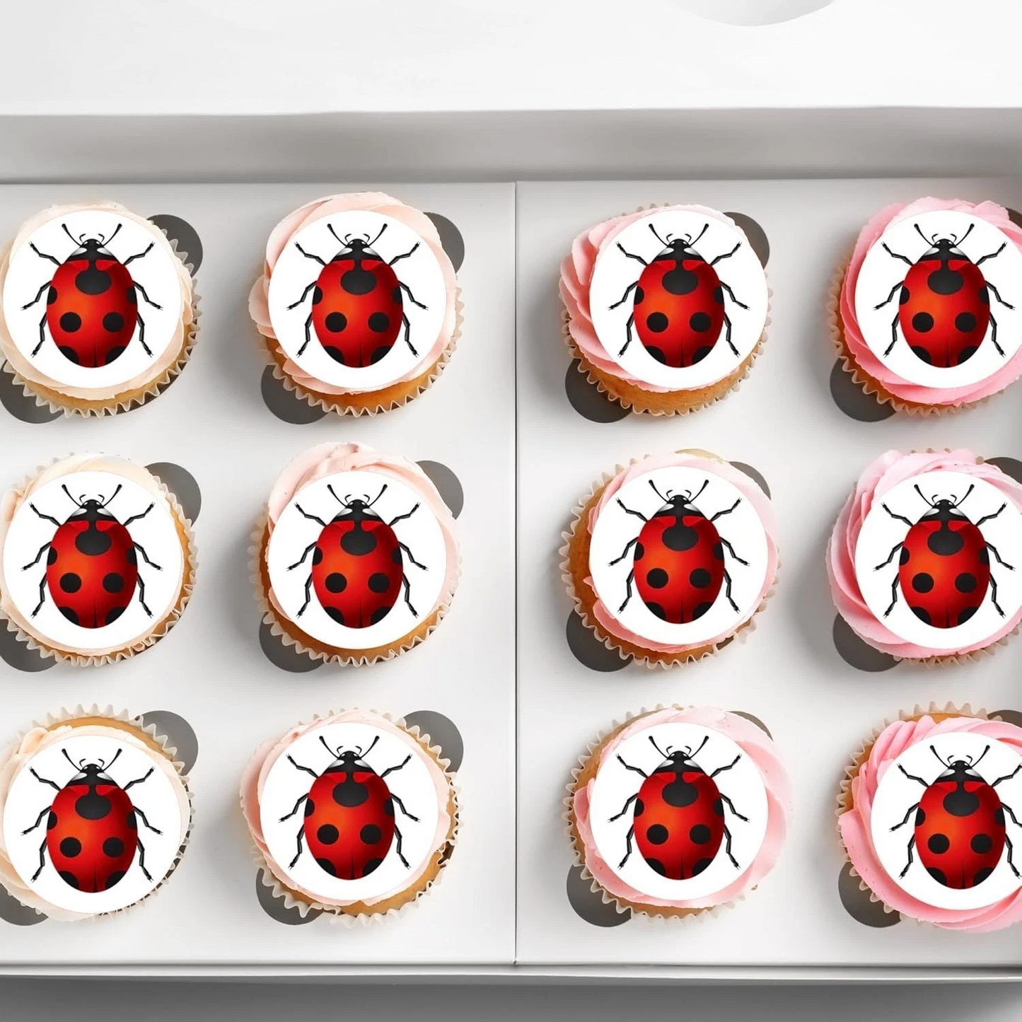 Ladybird Pre-Cut Edible Wafer Cupcake Toppers Pack Of 22