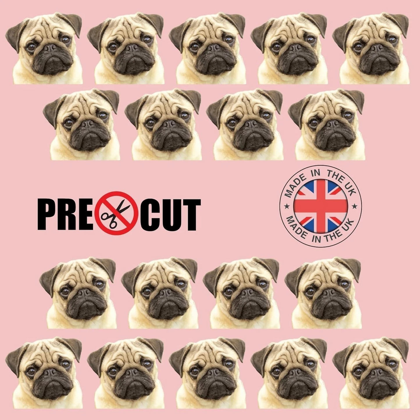 Pug Dog Face Pre-Cut Edible Wafer Cupcake Toppers Pack Of 18