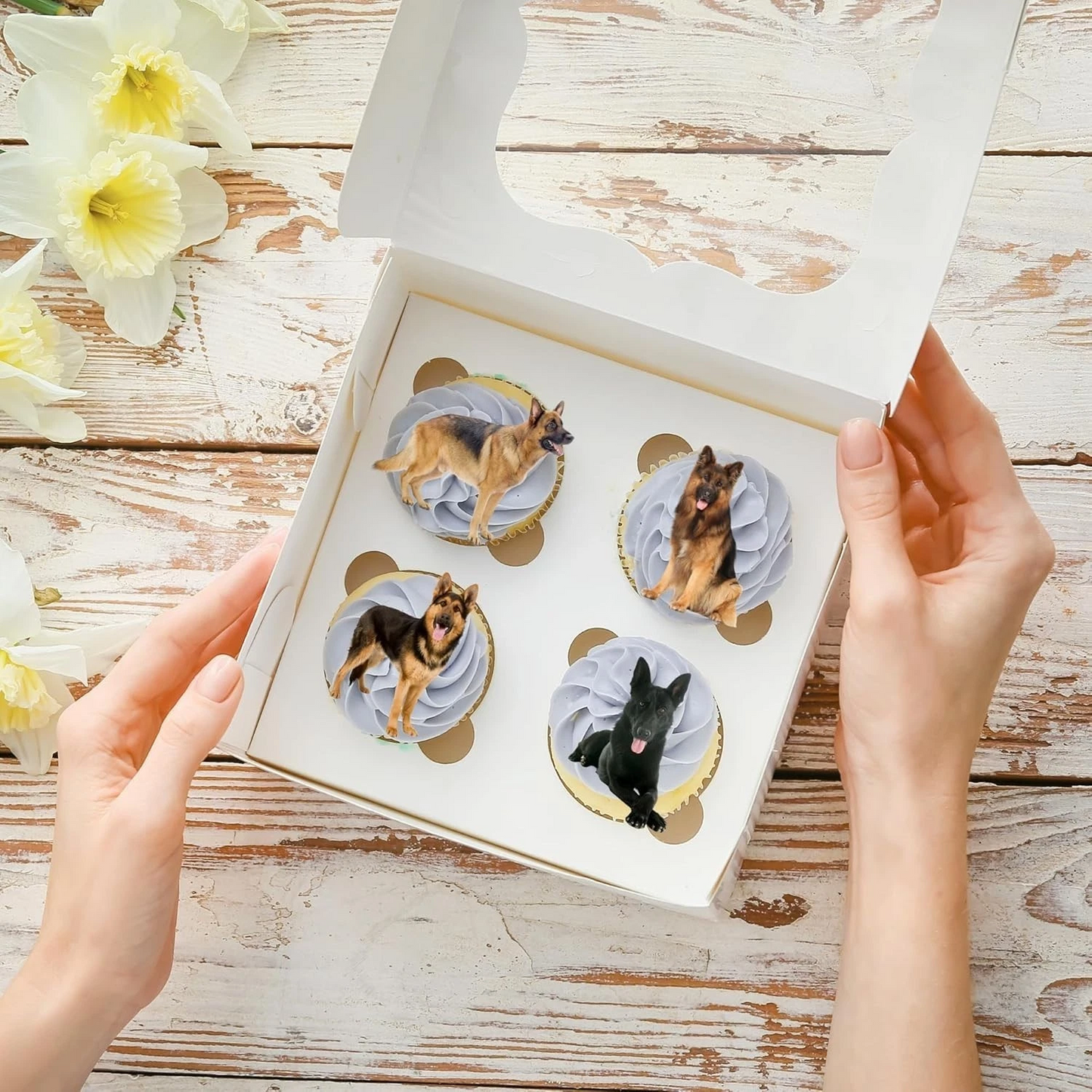 German Shepherd Dog Pre-Cut Edible Wafer Cupcake Toppers Pack Of 20