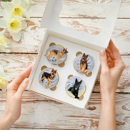 German Shepherd Dog Pre-Cut Edible Wafer Cupcake Toppers Pack Of 20