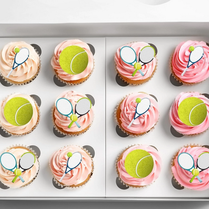 Tennis Racket & Ball Pre-Cut Edible Wafer Cupcake Toppers Pack Of 26