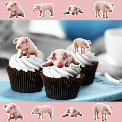 Pig Piglet Pre-Cut Edible Wafer Cupcake Toppers Pack Of 22