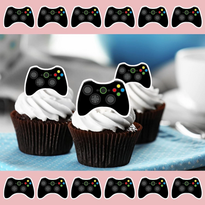 Gaming Controller Pre-Cut Edible Wafer Cupcake Toppers Pack Of 24
