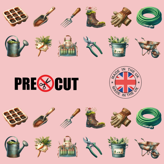 Garden Tools Pre-Cut Edible Wafer Cupcake Toppers Pack Of 24