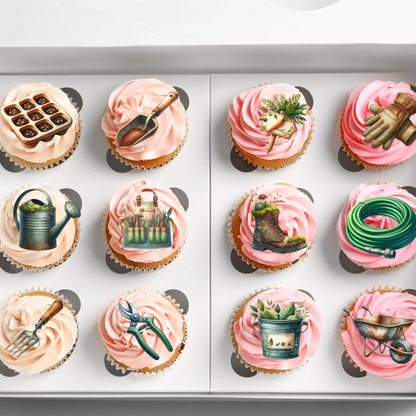 Garden Tools Pre-Cut Edible Wafer Cupcake Toppers Pack Of 24