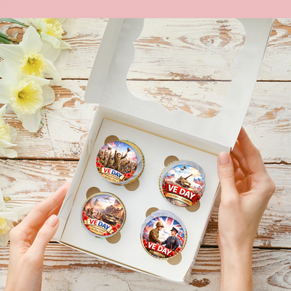 VE Day Celebration Pre-Cut Edible Wafer Cupcake Toppers Pack Of 24