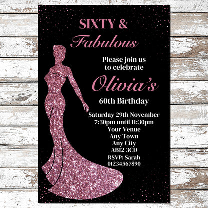 10 Personalised Pink Dress Any Age Party Invitations With Envelopes